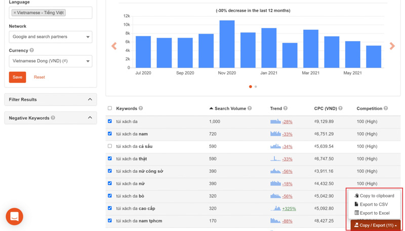 Tìm kiếm từ khóa đuôi dài bằng Keyword Gap Tool