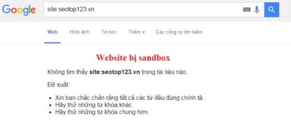 ví dụ website bị sandbox