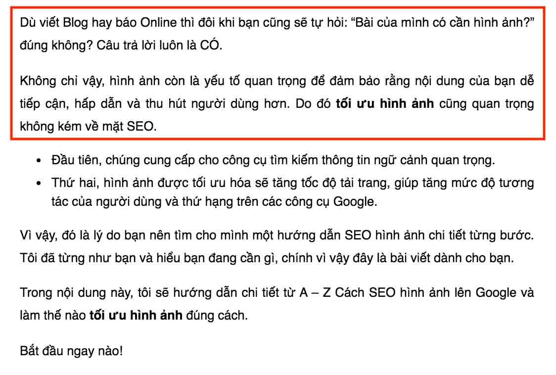 ví dụ bài viết chuẩn seo