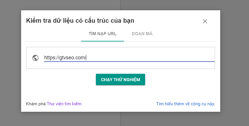 Nhập địa chỉ website GTV vào Google Testing Tool