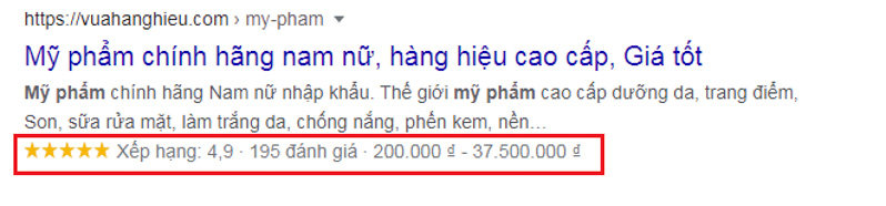 Cân nhắc sử dụng Rich Snippet cho Meta Description