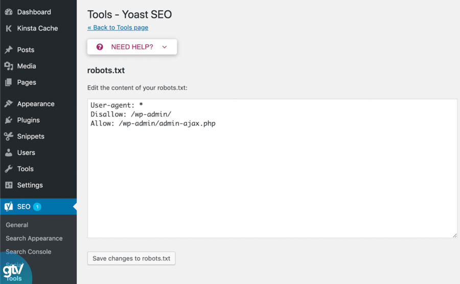 chỉnh sửa robots.txt trên yoast seo