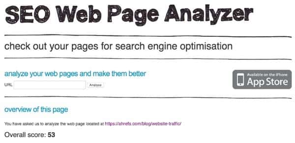 Công cụ SEO Web Page Analyzer