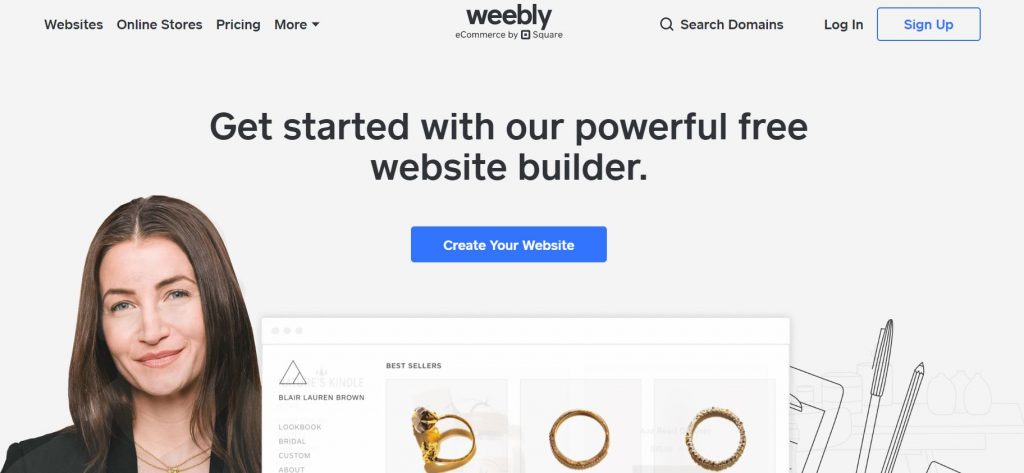 giao diện thiết kế web của weebly