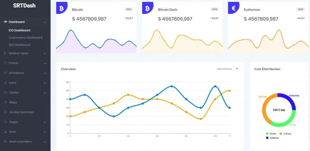 Giao diện mãu SRTDash - giao diện bootstrap