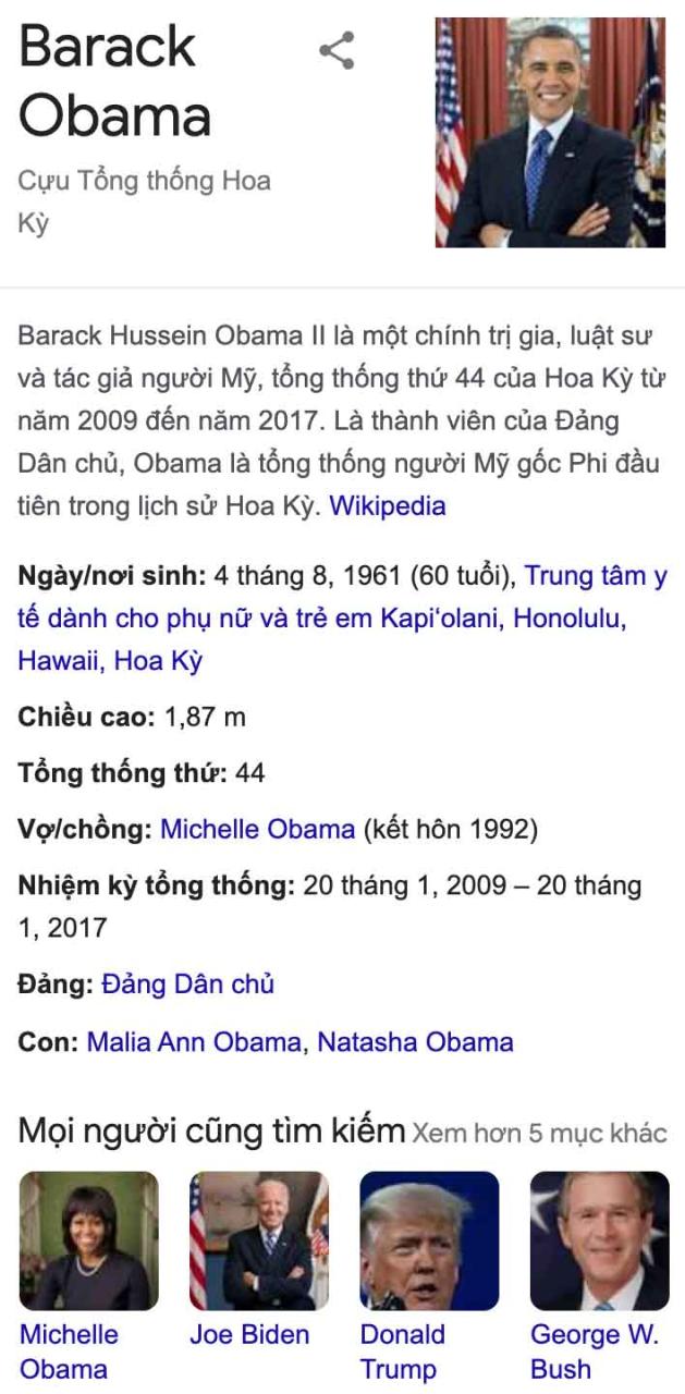 knowledge graph seo của obama