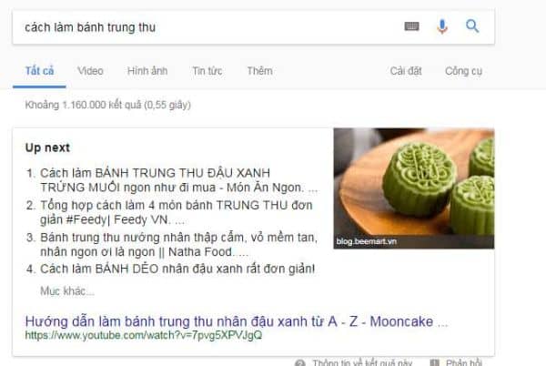 dạng danh sách featured snippet là gì