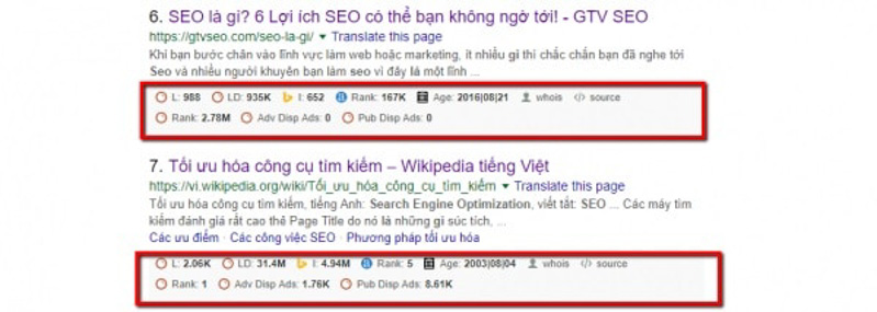 SERP Overlay sẽ hiện lên khi SEOquake được cài đặt