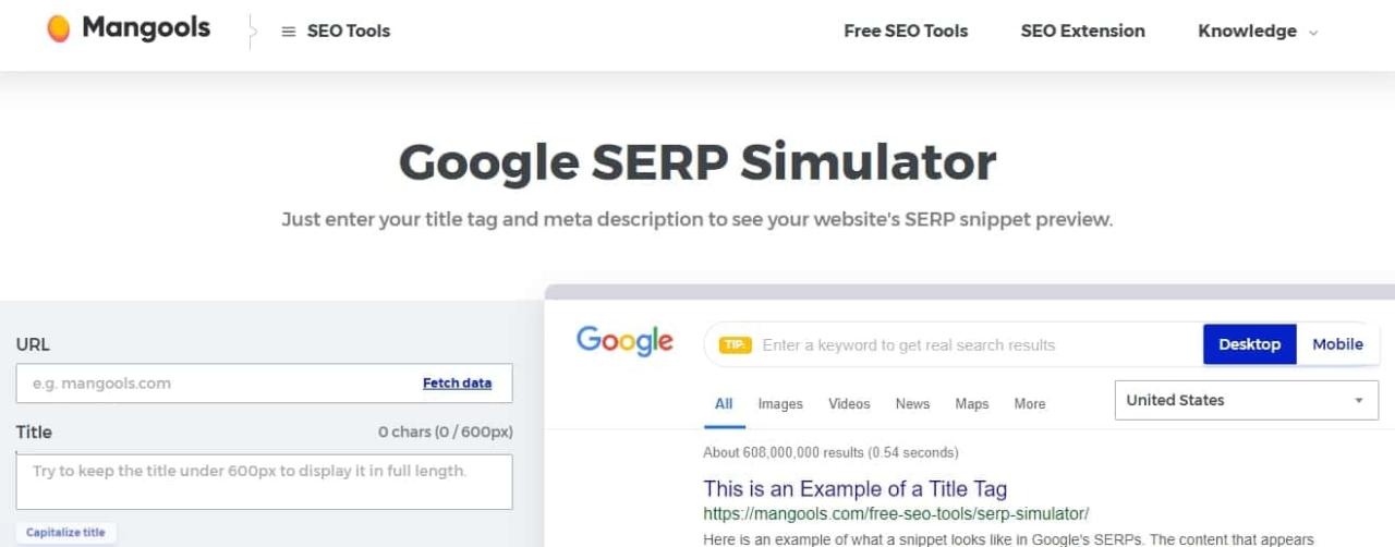 Phần mềm Google SERP Simulator