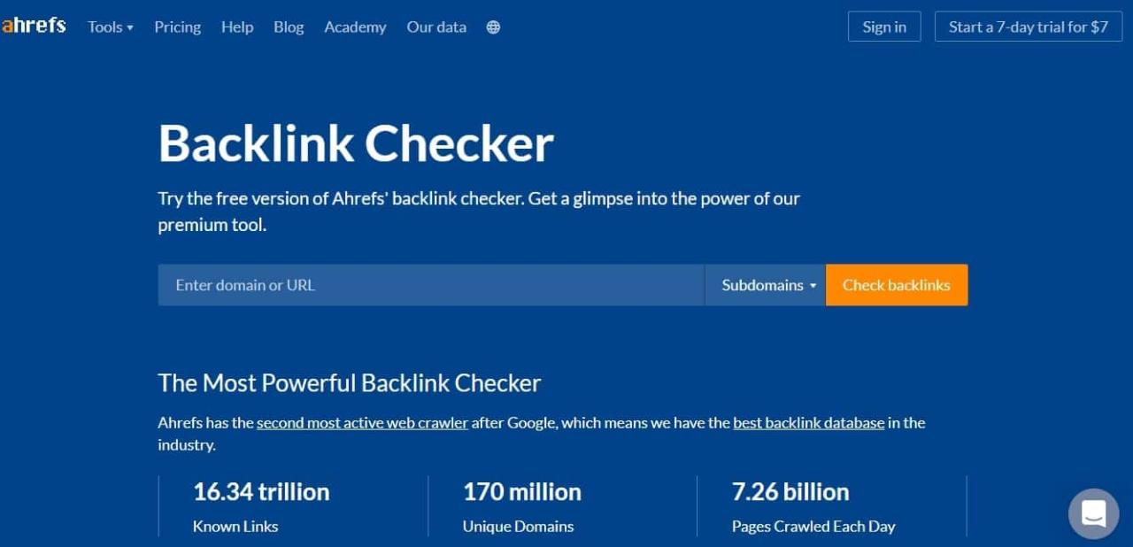 Phần mềm SEO Ahrefs' Backlink Checker