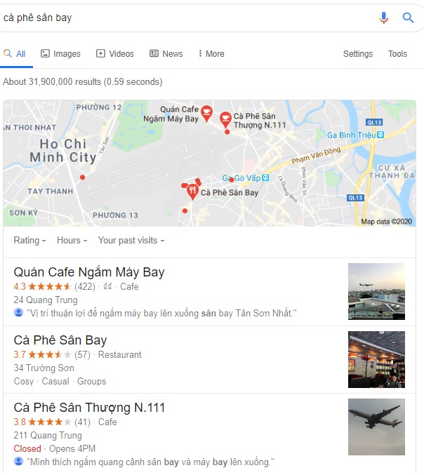 Search intent theo ý định tìm kiếm địa điểm