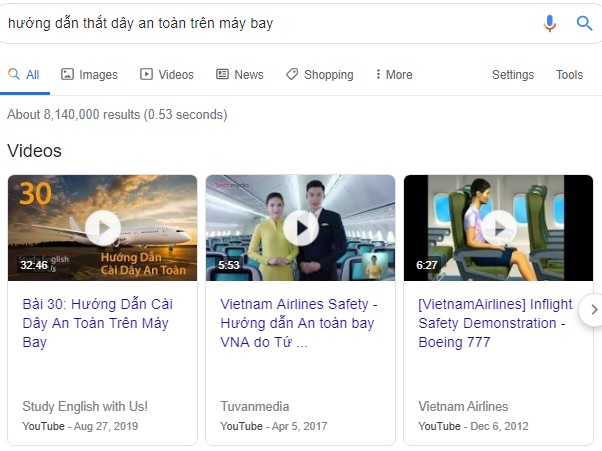 Search intent kết quả tìm kiếm video