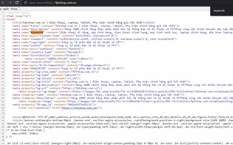 thẻ meta keyword seo
