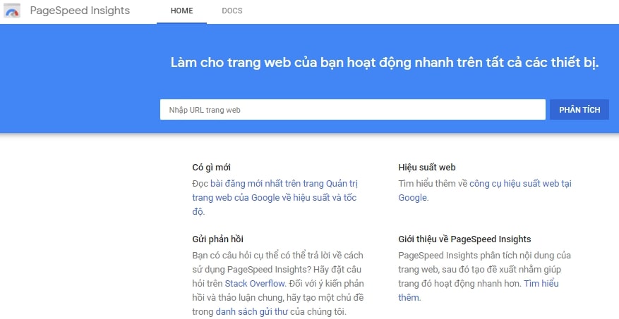 Tool hỗ trợ SEO Google PageSpeed Insights