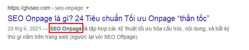 Từ khóa tìm kiếm nổi bật trong Meta Description