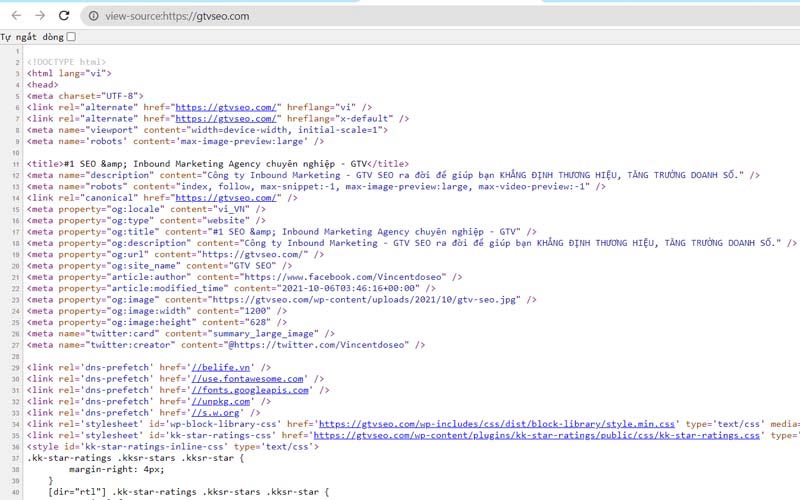 Xem nguồn trang web